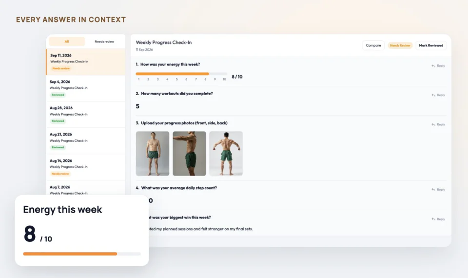 Trainly check-ins in the trainer workspace