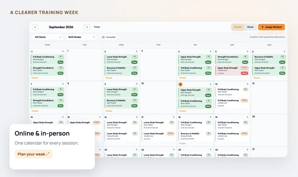 Trainly schedule in the trainer workspace